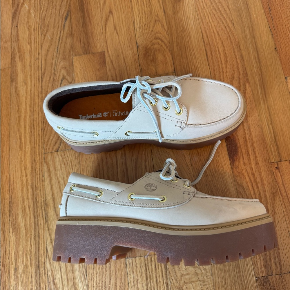 Timberland Cream Platform Shoes